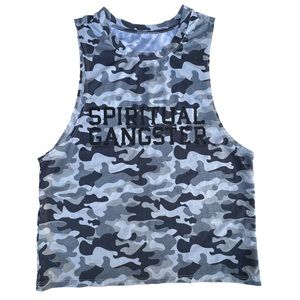 Spiritual Gangster Varsity Camo Active Camo Crop Top Tank Top Small